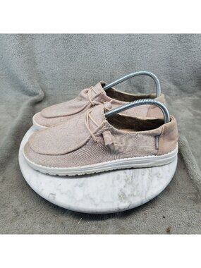 Hey Dude Shoes Womens Size 9 Wendy Pink Woven Slip On Loafers *Read*